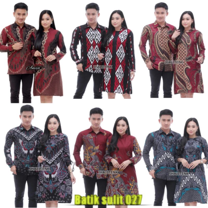 Jual Baju Batik Couple Coupel Dress Tunik Kemeja Sarimbit Pasangan Baju Natal Baju Kantor 