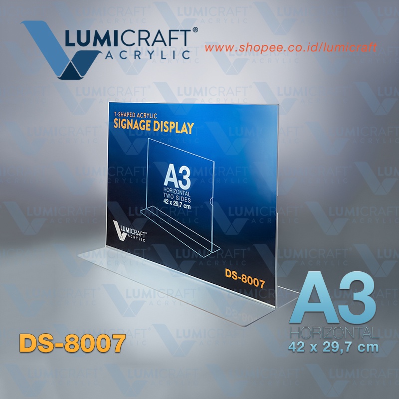 Jual Tent Card Acrylic Model T Jumbo Display Akrilik Ukuran Besar A Horizontal Lumicraft Ds