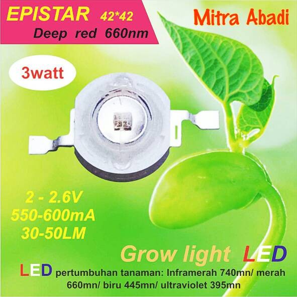 Jual HPL 3W Epistar DEEP RED Grow Plant 660 NM High Power LED | Shopee ...