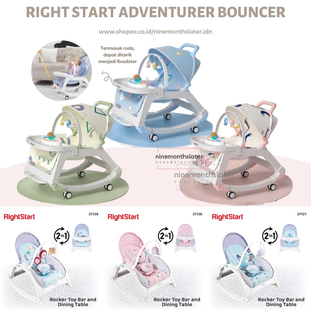 Jual Right Start Bouncer TABLE & Adventurer & Rocker Newborn Toddler ...