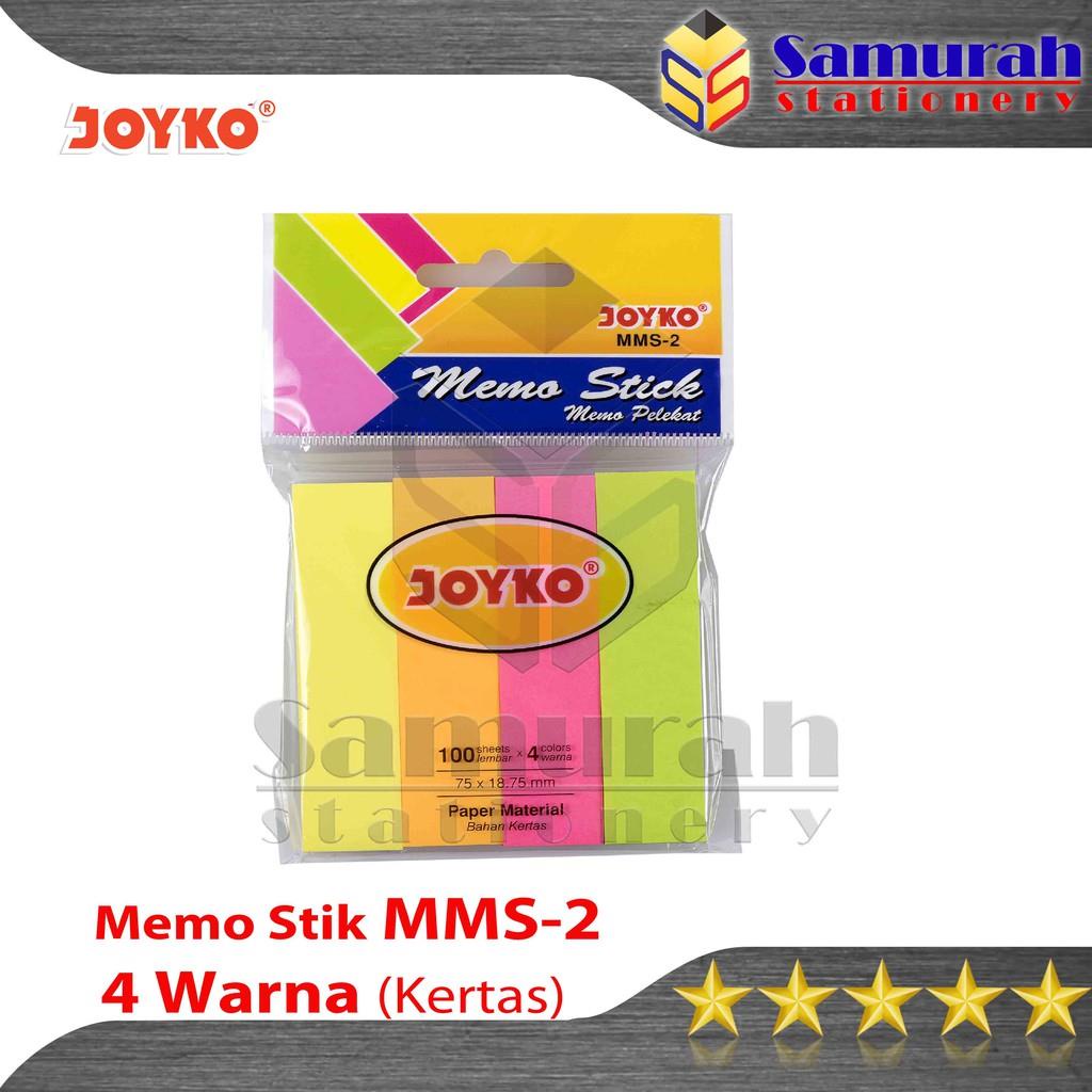 Jual Memo Stick MMS 2 Joyko Sticky Note MMS 2 Kertas Memo Memo Tempel 4 Warna panjang 18 75 x 75 mm Shopee Indonesia