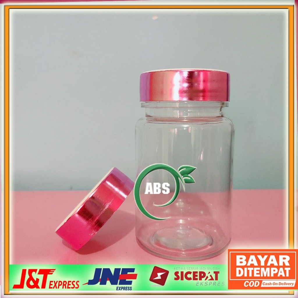 Jual Botol Kapsul 100 ml tutup silver bening / botol obat + Plug Inner ...