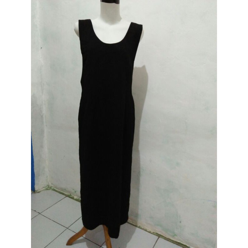 knee length dresses for ladies Pleated Long Dress Black main image 0