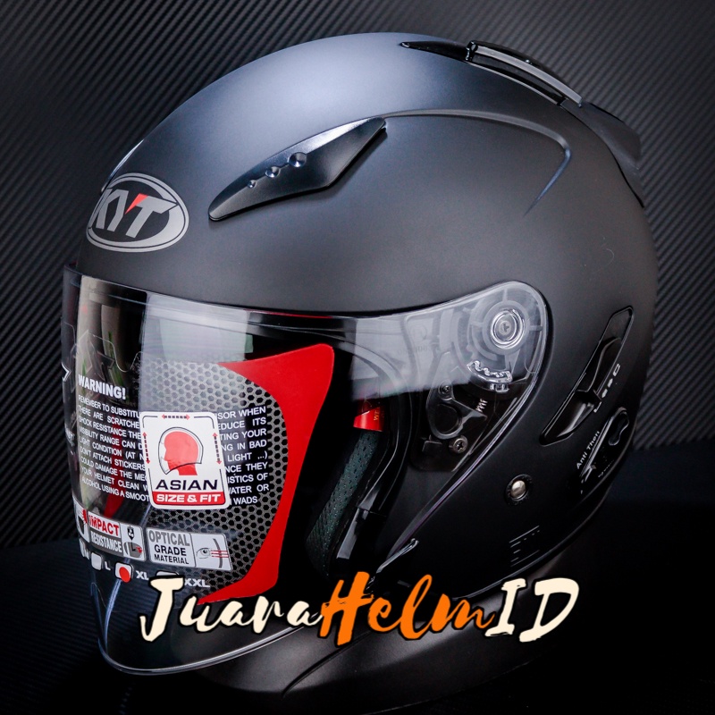 Jual KYT HELM GALAXY SLIDE FLAT R / BLACK DOFF / SOLID DOUBLE VISOR
