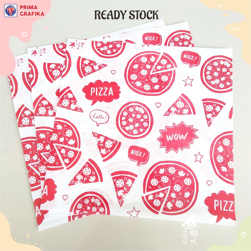 Jual Kertas Roti Motif Pizza 25x25 Foodgrade - Wrappingpaper/Kertas ...