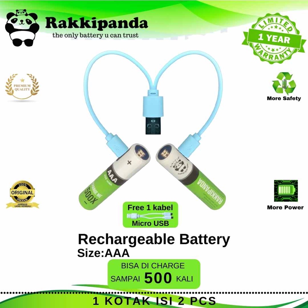 Jual Rakkipanda Baterai Cas Isi Ulang Aaa V Micro Usb Rechargeable Ni Mh Battery Charge