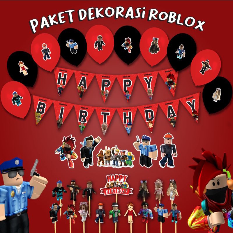 Jual PAKET DEKORASI BIRTHDAY ROBLOX BANNER ROBLOX HBD HAPPY BIRTHDAY