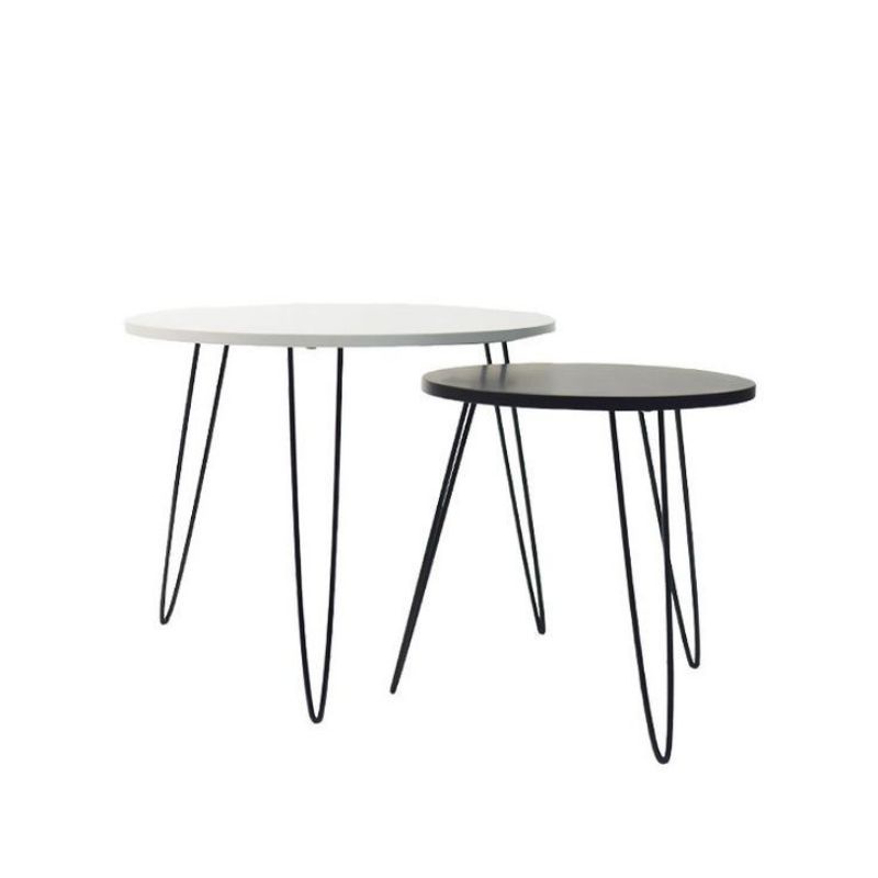 Jual Meja Tamu Meja Hias Bulat Besi Putih Laptop Minimalis Kerja Makan