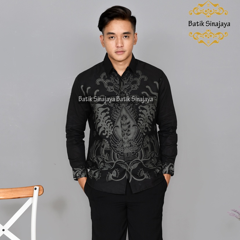 Jual KEMEJA BATIK SLIMFIT PRIA LENGAN PANJANG BAJU BATIK COWOK LENGAN ...