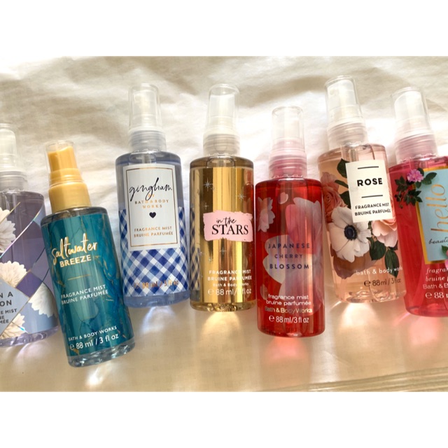 BBW BODY MIST BATH AND BODY WORKS BODY MIST TRAVEL SIZE MIST PARFUM BBW