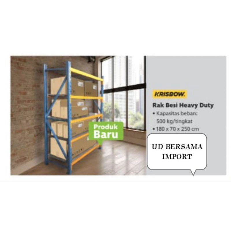 Jual KRISBOW Rak Gudang Heavy Duty/Rak Besi 4 Tingkat 180x60x200CM ...