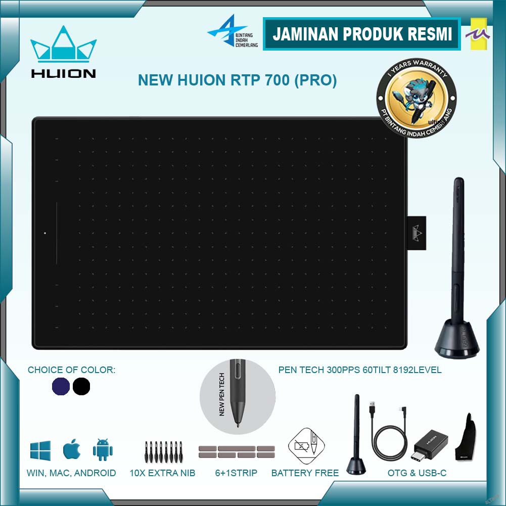 Jual Huion RTP-700 Pen Tablet Drawing H1162 Garansi Resmi RTP700 Pro ...