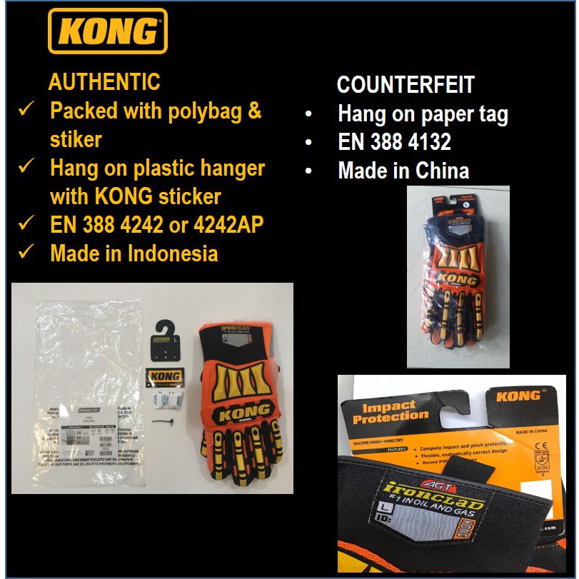 KONG Impact Protection Gloves. Made in Indonesia