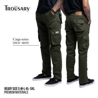 Trousary Celana Cargo / Kargo Panjang Pria Hijau Army Ukuran S M L XL XXL 3XL 4XL 5XL
