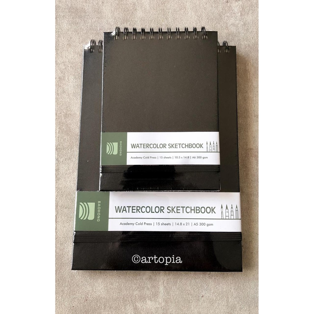 Jual Artopia Baohong Sketchbook Sketch Book Watercolor Academy HP/CP A5/A6 15Lembar 300gsm