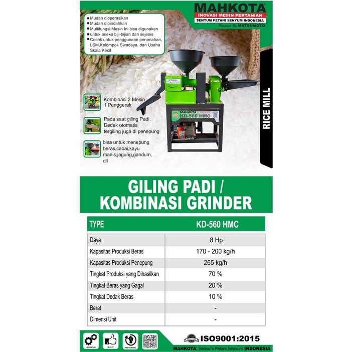 Jual Mesin Giling Padi Mahkota Kd560 Hmc Rice Mill Polisher Mesin