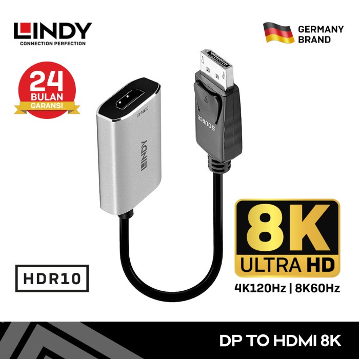Jual LINDY Converter DisplayPort to HDMI Adatper DP 1.4 to Hdmi 2.1 8K ...