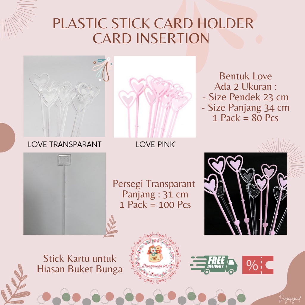 Jual glinkshopStick Clip Card Holder Stick Card Holder Stick Card Gold  Stick Card Plastik Stick Bunga Bouquet Gagang kartu ucapan Stik Bunga Buket  Love Star Tangkai Kartu Ucapan Gold Flower Card Holder