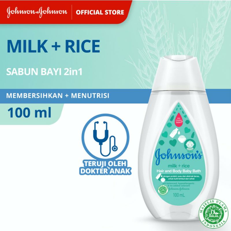 Jual JOHNSONS HAIR AND BODY BABY BATH MILK AND RICE 100 ML 200 ML ...