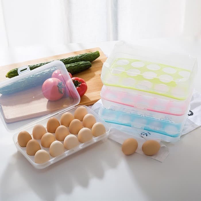 Jual EMPO Tempat Telur Box Isi 15 Lubang Sekat Kotak Telor Storage Box ...
