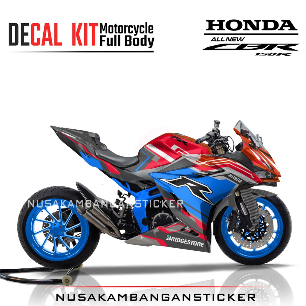Jual Decal Kit Stiker Motor Honda CBR 150R All New Full Body Merah Biru ...