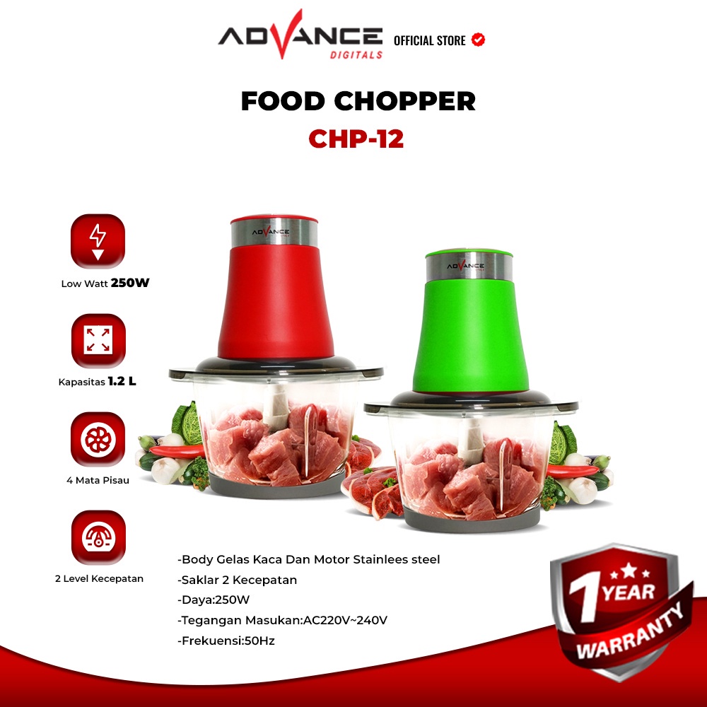 Jual ADVANCE CHP-12 Food Chopper Processor 1.2L Alat Penggiling Bumbu ...