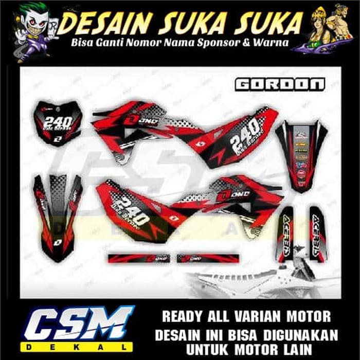 Jual 105 DEKAL DECAL MOTOR GORDON STIKER STICKER STRIPING BODY MERAH ...