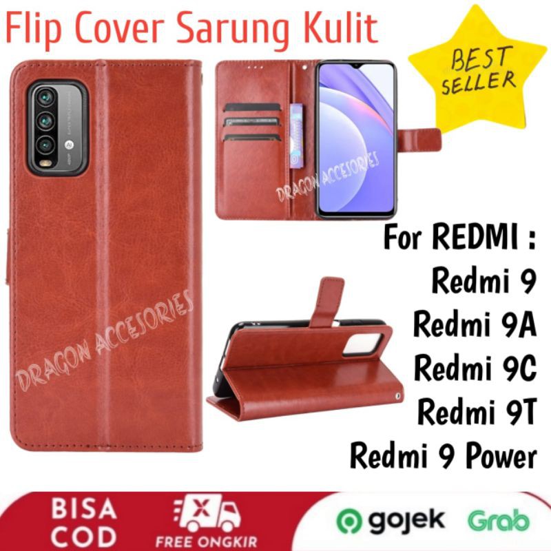 Xinyunew Cover Per Xiaomi Redmi 9 - Custodia A Portafoglio In Pelle PU Con Sporto Carte E Chiusura Magnetica, Rossa