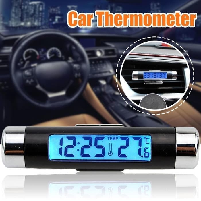 K01 Jam Mobil Digital Suhu Termometer Mobil Car Clock Backlight