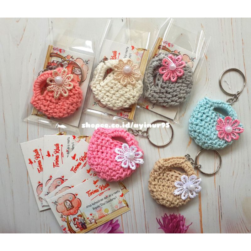 Jual Gantungan Kunci Rajut Motif Tas Murah Wedding souvenir Unik ORDER ...