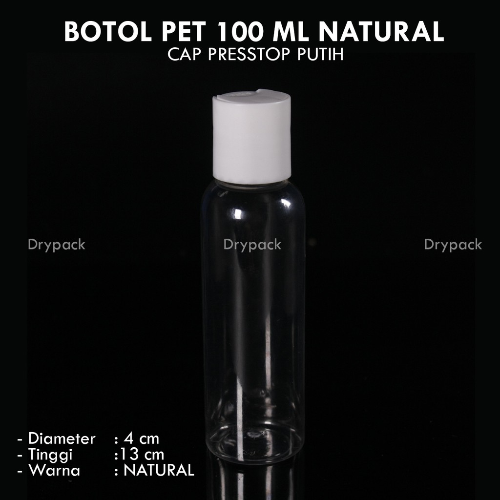 Jual Botol Presstop 100 ml Natural (Tutup 3 varian warna) | Shopee ...