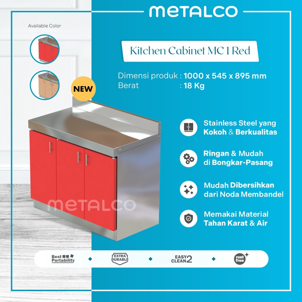 Jual Kitchen Set Cabinet Stainless Metalco Kabinet MC 1 Lemari Meja ...