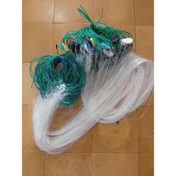 Jual jaring ikan siap pakai 3 lapis tinggi 1,5m panjang 30m jaring luar ...