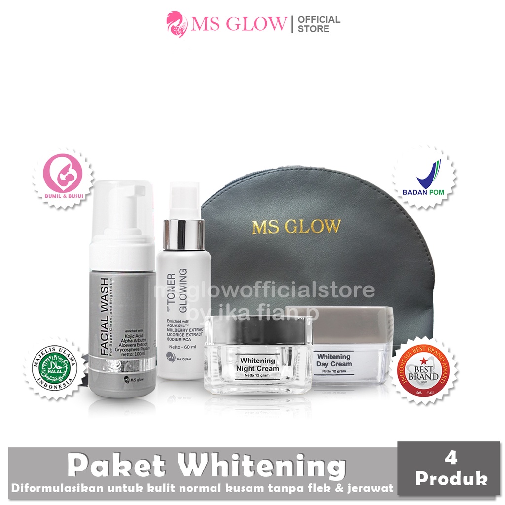 Jual MS Glow Paket Wajah Whitening Series Free Bonus Pouch Totebag ...