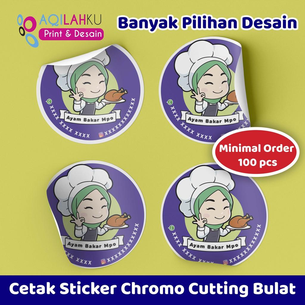 Jual CETAK STIKER CROMO/LABEL BULAT LABEL NAMA LABEL MAKANAN TOPLES ...
