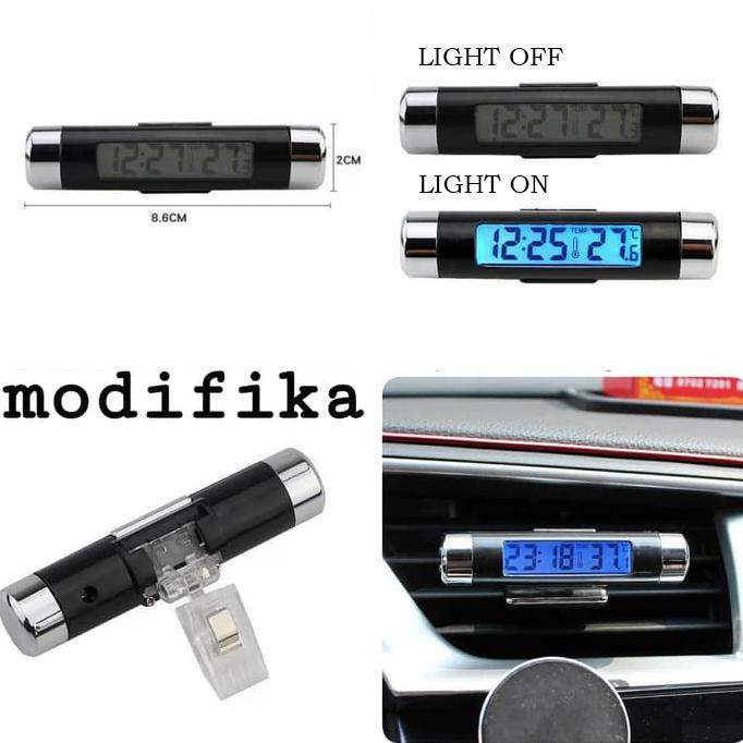 Jual JAM DIGITAL DASHBOARD MOBIL TERMOMETER SUHU AC DENGAN LAMPU ...