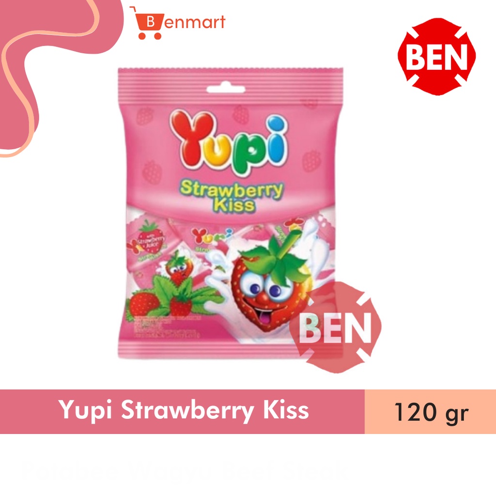 Jual Permen Yupi Strawberry Kiss 1 Pak 120gr 120 Gr Stroberi Pink Dus