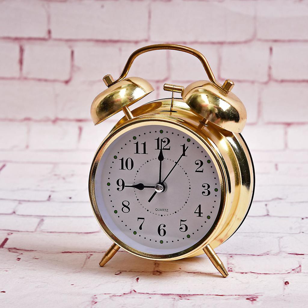 Jual Jam Weker Alarm Meja Vintage Metal Gold Alarm Quartz 4 Inch Clock