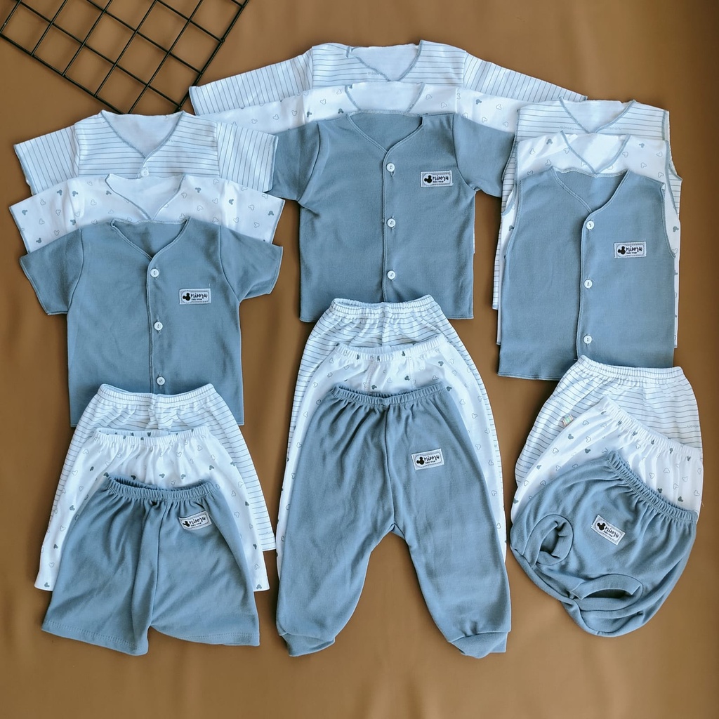 Jual PROMO 18 pcs baju bayi seri abu baju bayi dan celana bayi unisex