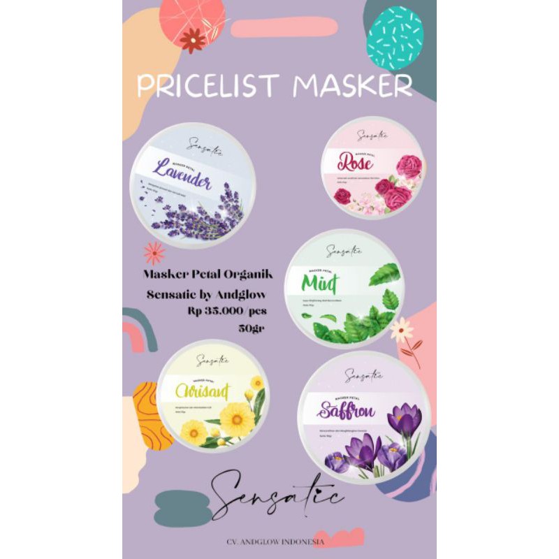Jual (READY)MASKER PETAL ORGANIK SENSATIC BYANDGLOW(FREE GIFT BACA ...