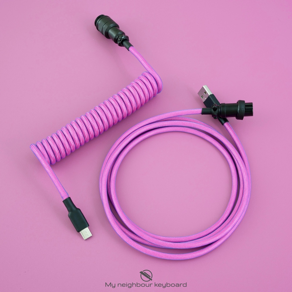 Jual Coiled Cable Mechanical Keyboard Type C with Aviator Pink