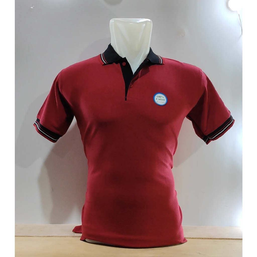Jual KAOS MAROON KERAH HITAM POLOS PREMIUM UNESIX / KAOS KERAH LENGAN ...