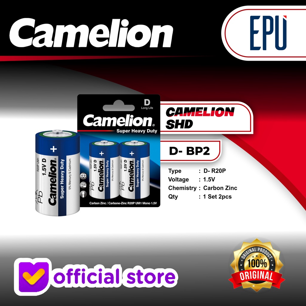 Camelion Super Heavy Duty Batterien R20/Mono – 4er Pack – Zink-Kohle, Umweltfreundlich, Auslaufsicher