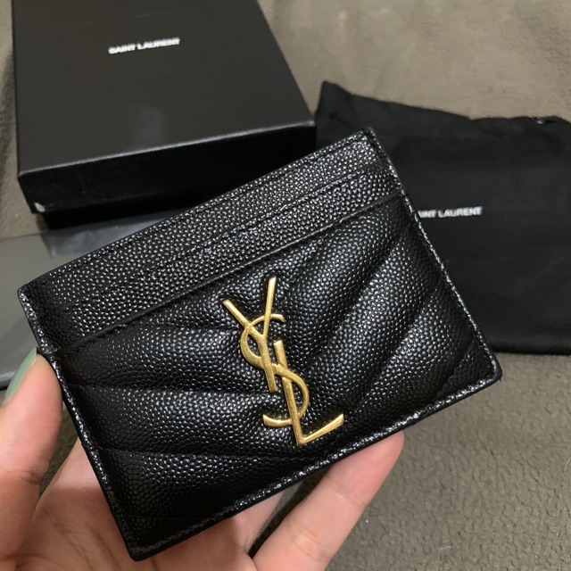 Jual YSL Card Holder Black GHW