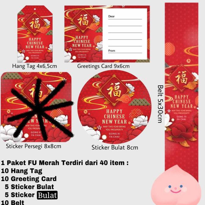 Jual Favorit Hang Tag Kartu Ucapan Label Card Sticker Toples Belt Hampers Imlek Cny Fu Hok