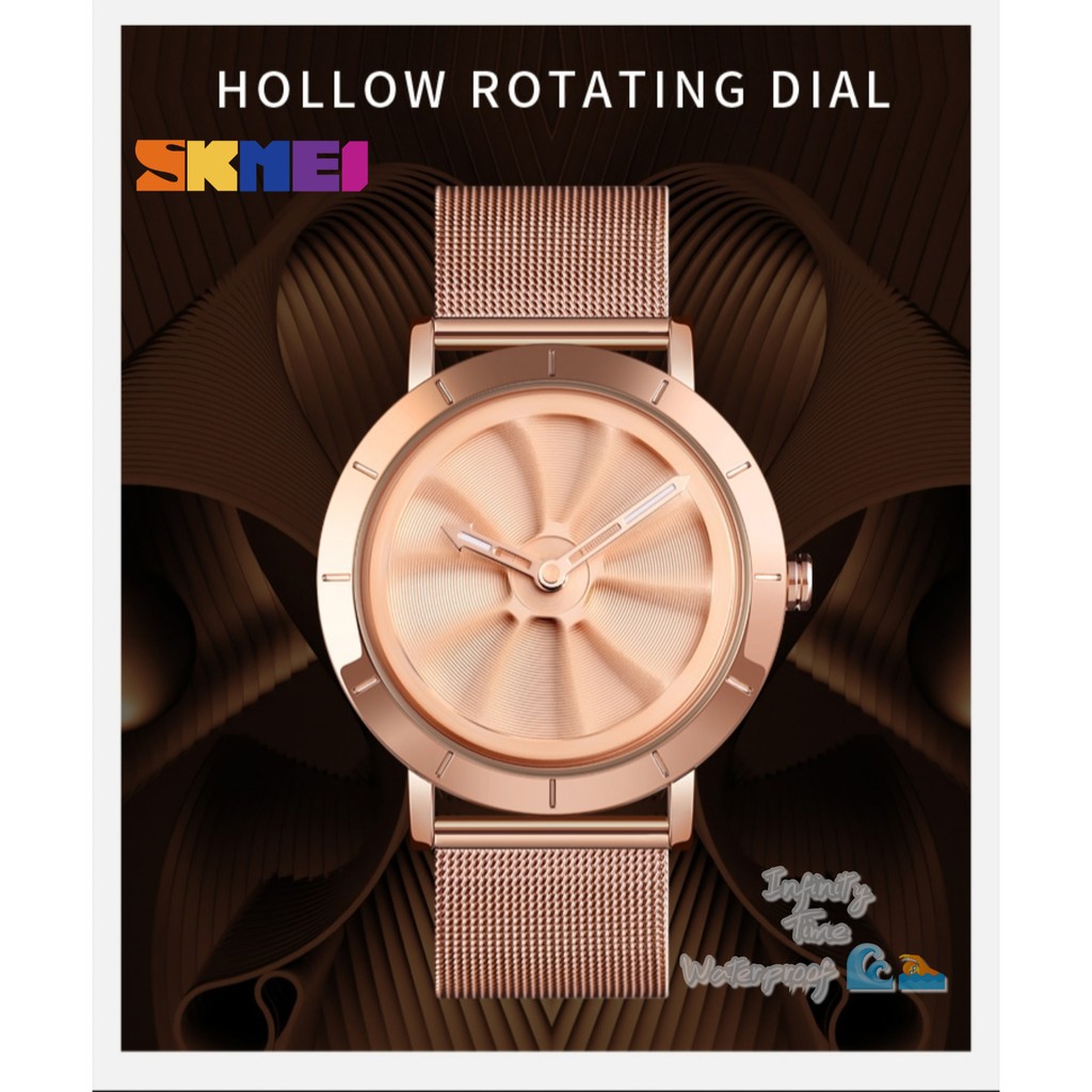 Jam Tangan Cewek Skmei 9204 Analog Rantai Stainless Kualitas Original  Waterproof