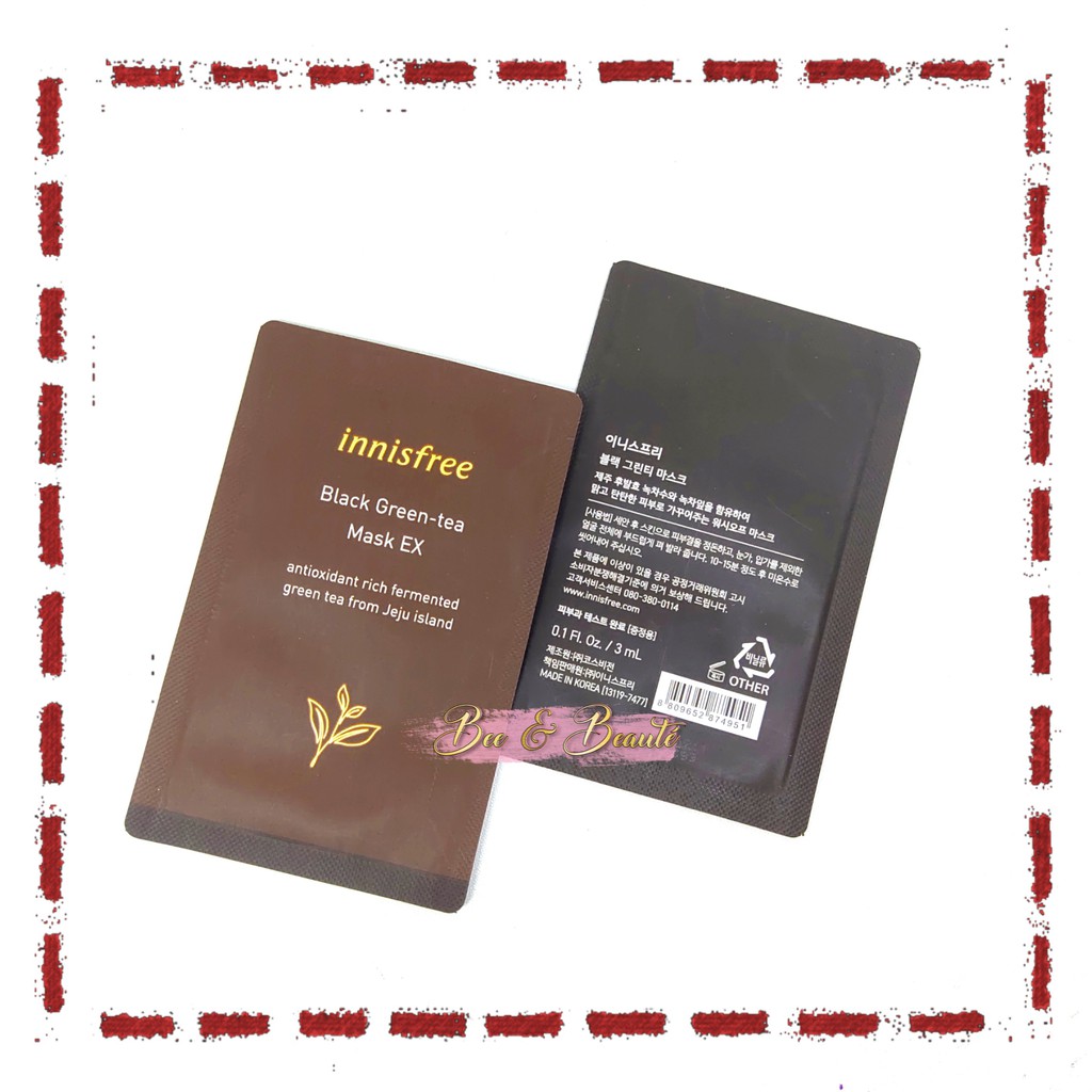 Jual Innisfree Black Green Tea Mask EX 3mL | Shopee Indonesia