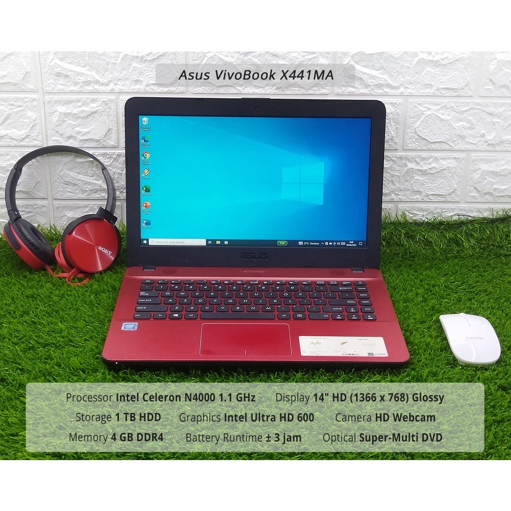 Jual Asus VivoBook X441MA Merah Intel Celeron N4000 RAM 4GB HDD 1TB Oke ...