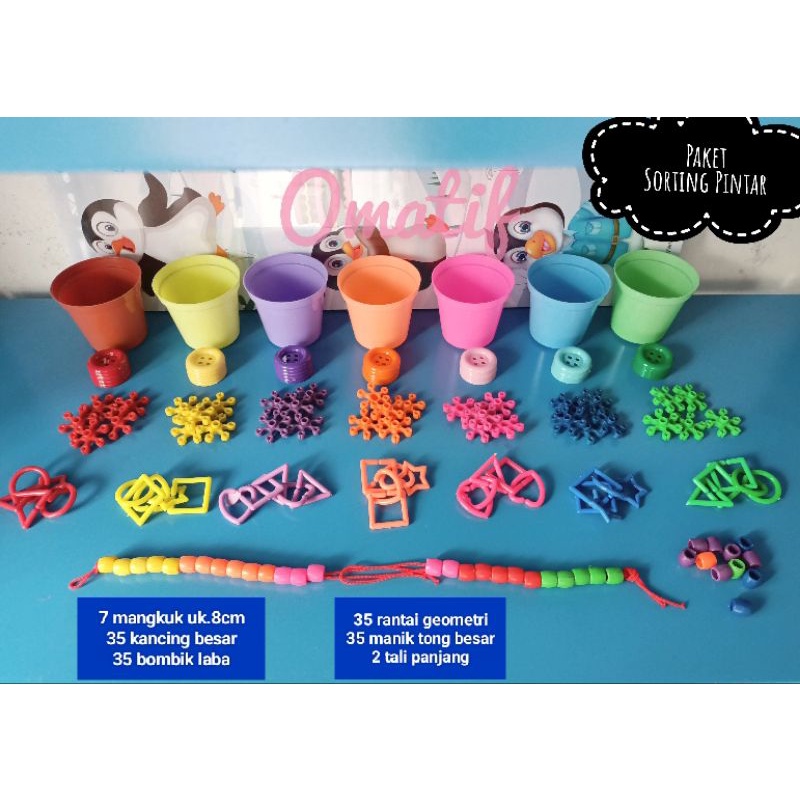 Jual Paket Sorting Pintar Meronce Kancing Bombik Geometri Manik Edukasi ...