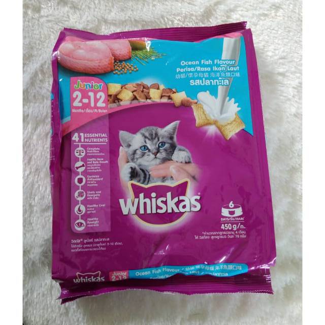 Jual whiskas junior ocean fish makanan kering untuk kucing 450 gr Shopee Indonesia